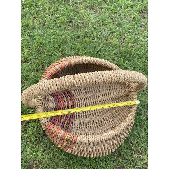 Vintage Buttocks Butt Basket Southwestern Stripe Egg Farm Flower Gathering 20" - Picture 14 of 16